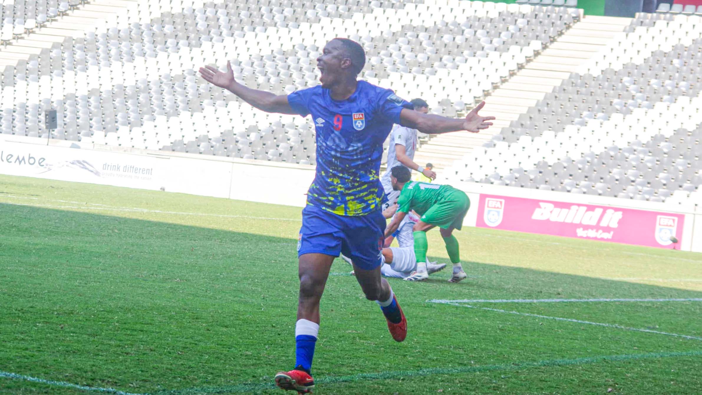 Sihlangu and MTN Premier League 2025/26 Player of the Season, Philani ‘Mkasabuli’ Mkhonto celebrates a historic brace against Mauritius during the World Cup Qualifiers match played at Mbombela Stadium. (File pic)